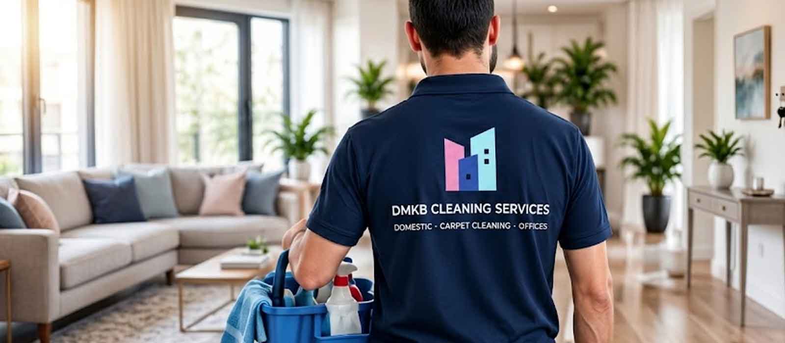 DMKB cleaner in a bright, clean home