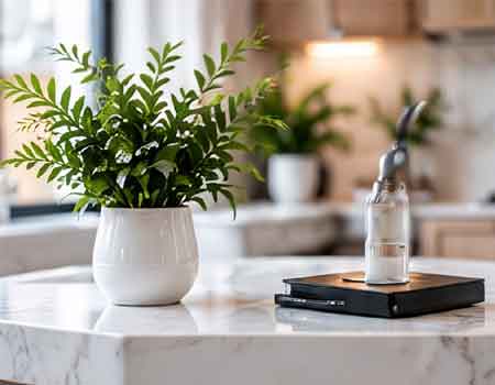 Plant on a bright bench