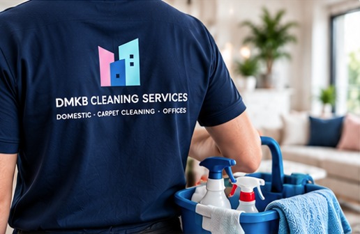 DMKB cleaner carrying cleaning supplies