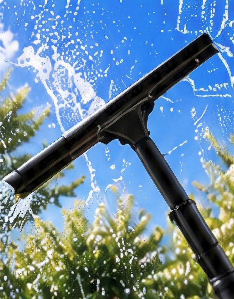 Squeegee cleaning a window